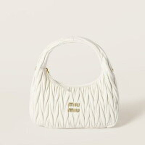 Miu Miu Handbags - Miu Miu Wonder Matelassé Leather Hobo Bag White